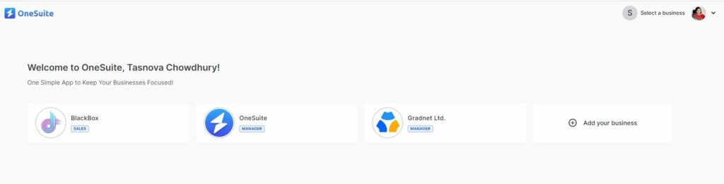 Manage Multiple Business in OneSuite Manage Multiple Business in OneSuite