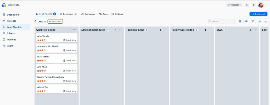 Lead Pipeline Lead Pipeline Feature of OneSuite