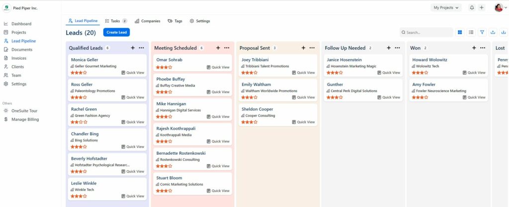 Discover OneSuite's Lead Pipeline Features
