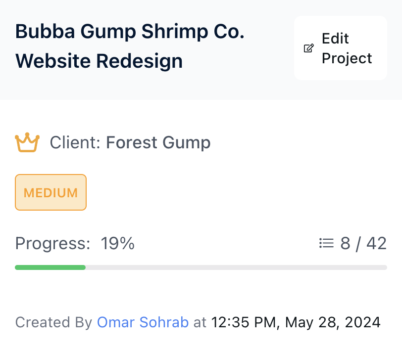 task template give project access to client