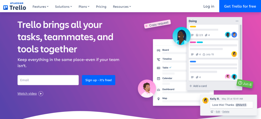 Trello home page