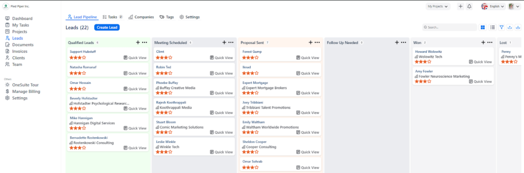 OneSuite Lead Pipeline OneSuite Lead Pipeline