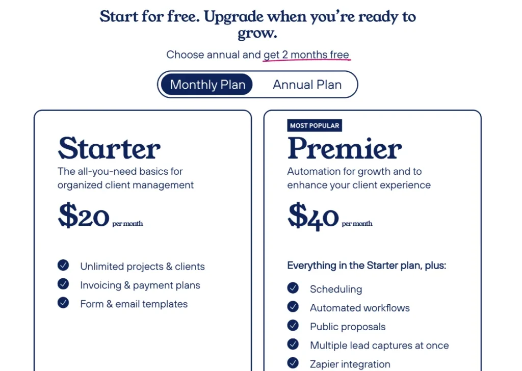 Dubsado pricing