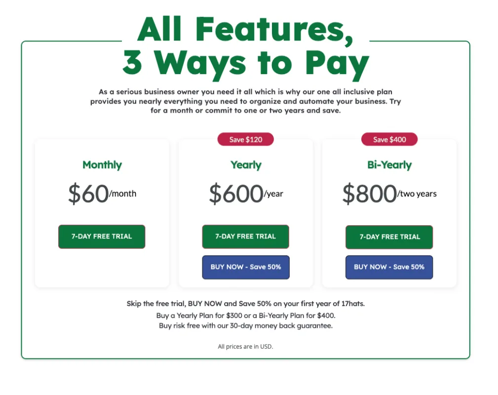 17hats pricing plan