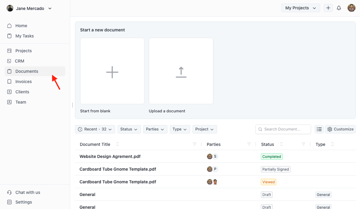Documents in OneSuite